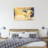 Kaart van Canada - Canadese parken Canvas Afdruk (Insitu (Slaapkamer))