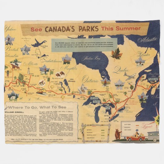 Kaart van Canada - Canadese parken Fleece Deken (Voorkant (Horizontaal))