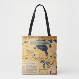 Kaart van Canada - Canadese parken Tote Bag