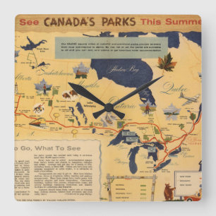 Kaart van Canada - Canadese parken Vierkante Klok
