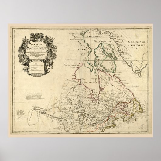 Kaart van Canada (circa 1718) Poster (Voorkant)