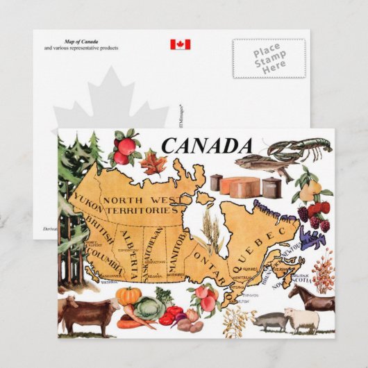 Kaart van Canada en diverse representatieve produc (Voorkant / Achterkant)