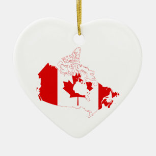 Kaart van Canada met Flag Heart Ceramic Ornament G