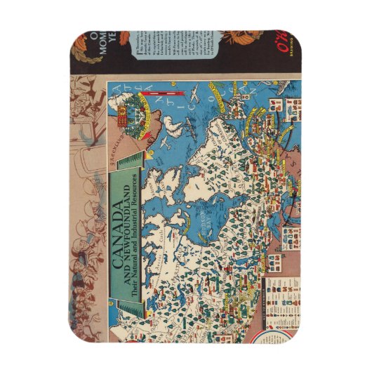 Kaart van Canada - Natuurlijke en industriële hulp Magneet (Verticaal)