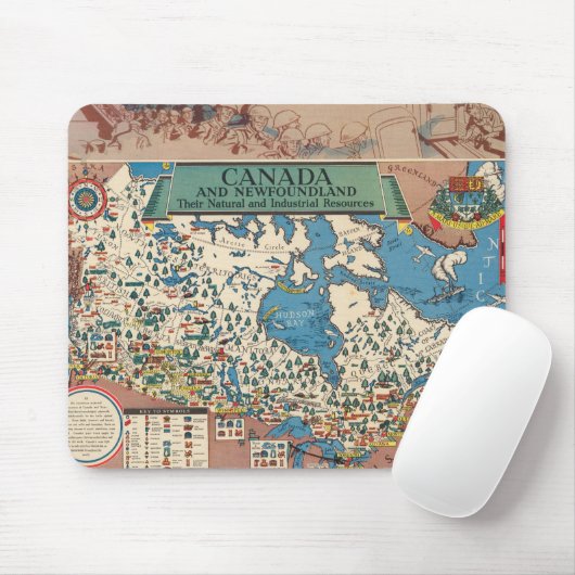 Kaart van Canada - Natuurlijke en industriële hulp Muismat (Met muis)