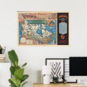 Kaart van Canada - Natuurlijke en industriële hulp Poster (Thuiskantoor)
