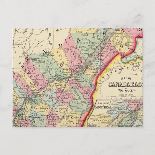 Kaart van Canada ten oosten van de provincies (Voorkant)