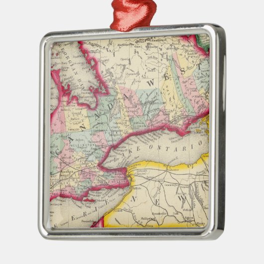 Kaart van Canada West in provincies Metalen Ornament (Links)