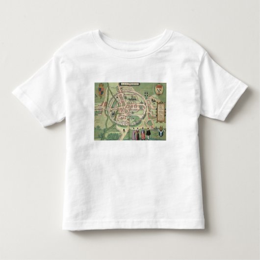 Kaart van Canterbury, van "Civitates Orbis Terraru Kinder Shirts (Voorkant)