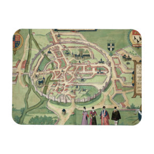 Kaart van Canterbury, van "Civitates Orbis Terraru Magneet