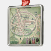 Kaart van Canterbury, van "Civitates Orbis Terraru Metalen Ornament (Links)