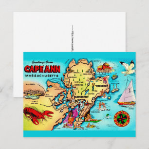 Kaart van Cape Ann MA in kleur