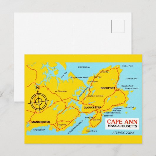 Kaart van Cape Ann Massachusetts (Voorkant / Achterkant)