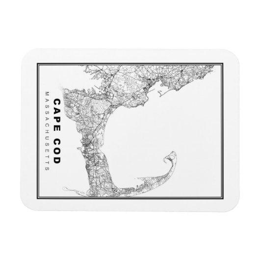 Kaart van Cape Cod Magneet (Horizontaal)