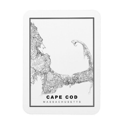 Kaart van Cape Cod Magneet (Verticaal)
