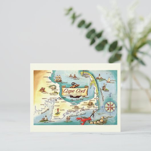 Kaart van Cape Cod Massachusetts (Staand voorkant)
