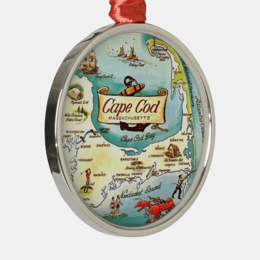 Kaart van Cape Cod Massachusetts Metalen Ornament (Rechts)