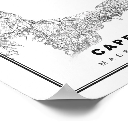 Kaart van Cape Cod Poster (Hoek)