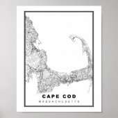 Kaart van Cape Cod Poster (Voorkant)