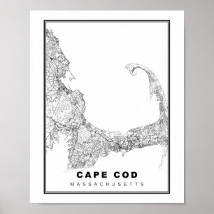 Kaart van Cape Cod Poster