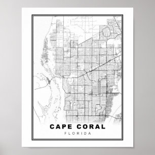 Kaart van Cape Coral Poster