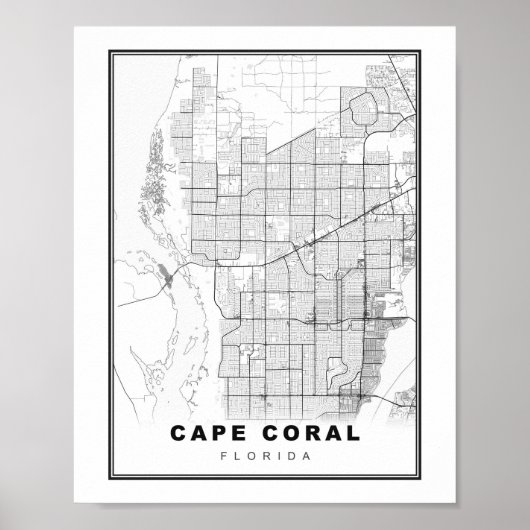 Kaart van Cape Coral Poster (Voorkant)