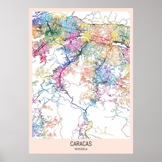 Kaart van Caracas Venezuela Poster (Voorkant)
