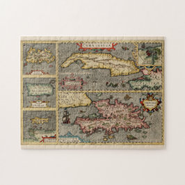 Kaart van Caribische Eilanden Oud Jamaica Puerto R Legpuzzel
