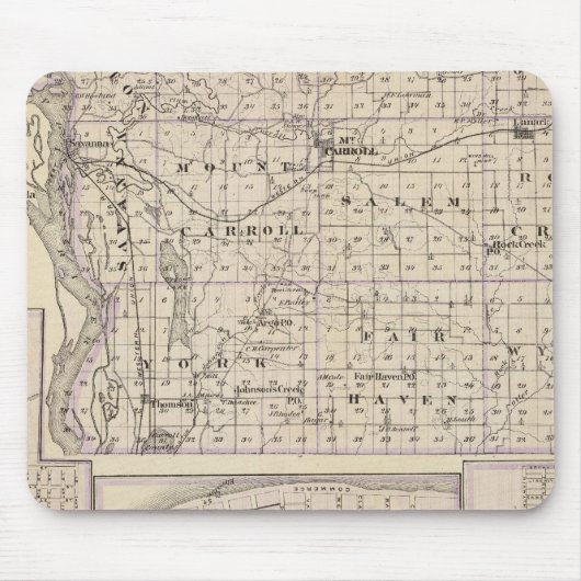 Kaart van Carroll County, Mt Carroll Muismat (Voorkant)