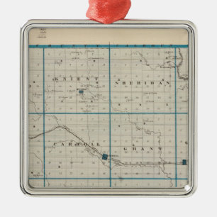 Kaart van Carroll County, staat Iowa Metalen Ornament