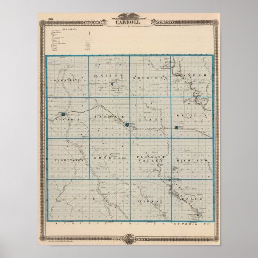 Kaart van Carroll County, staat Iowa Poster (Voorkant)