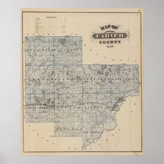 Kaart van Carver County, Minnesota Poster (Voorkant)