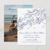 Kaart van Casco Bay Maine Save the Date (Voorkant / Achterkant)