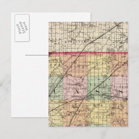 Kaart van Cass County, Michigan (Voorkant / Achterkant)