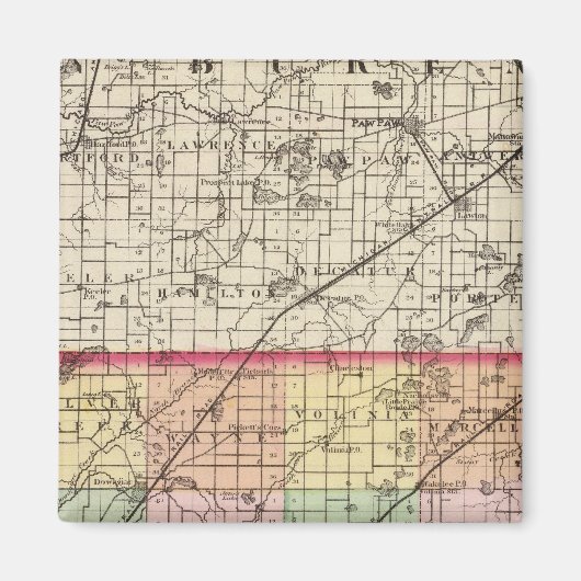 Kaart van Cass County, Michigan Magneet (Voorkant)