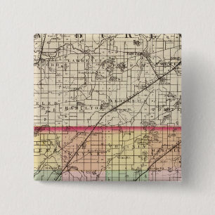 Kaart van Cass County, Michigan Vierkante Button 5,1 Cm