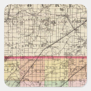 Kaart van Cass County, Michigan Vierkante Sticker