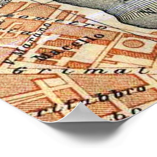  kaart van Catania Italië (1905) Poster (Hoek)