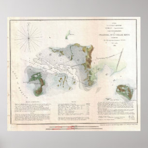 kaart van Cedar Key Florida (1852) Poster