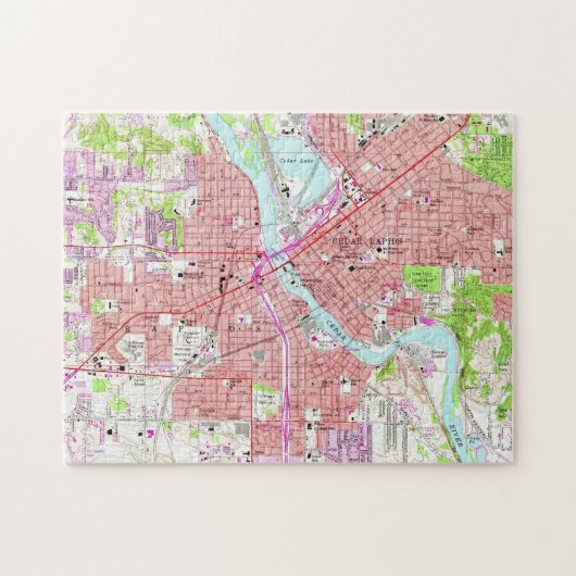  kaart van Cedar Rapids Iowa (1967) Legpuzzel (Horizontaal)