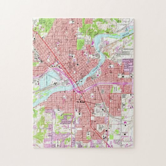  kaart van Cedar Rapids Iowa (1967) Legpuzzel (Verticaal)