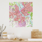  kaart van Cedar Rapids Iowa (1967) Poster (Keuken)