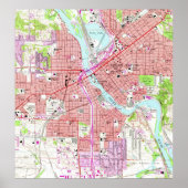 kaart van Cedar Rapids Iowa (1967) Poster (Voorkant)