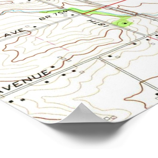 kaart van Cedar Rapids Iowa (1967) Poster (Hoek)