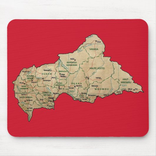 Kaart van Centrafrique Mousepad Muismat (Voorkant)