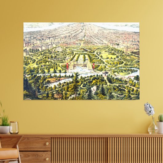 kaart van Central Park, New York, 1873 Canvas Afdruk (Insitu (Woonkamer))