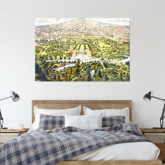kaart van Central Park, New York, 1873 Canvas Afdruk (Insitu (Slaapkamer))