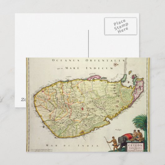 Kaart van Ceylon volgens Nicolas Visscher (Voorkant / Achterkant)