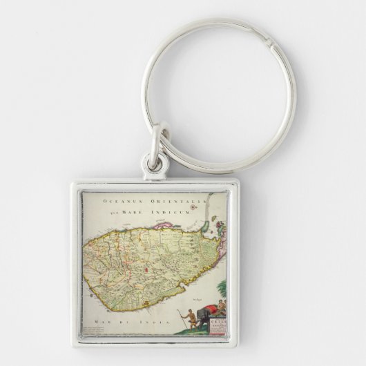 Kaart van Ceylon volgens Nicolas Visscher Sleutelhanger (Voorkant)