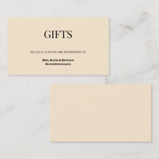 Kaart van Champagne Gift Registry Enclosure (Voorkant / Achterkant)